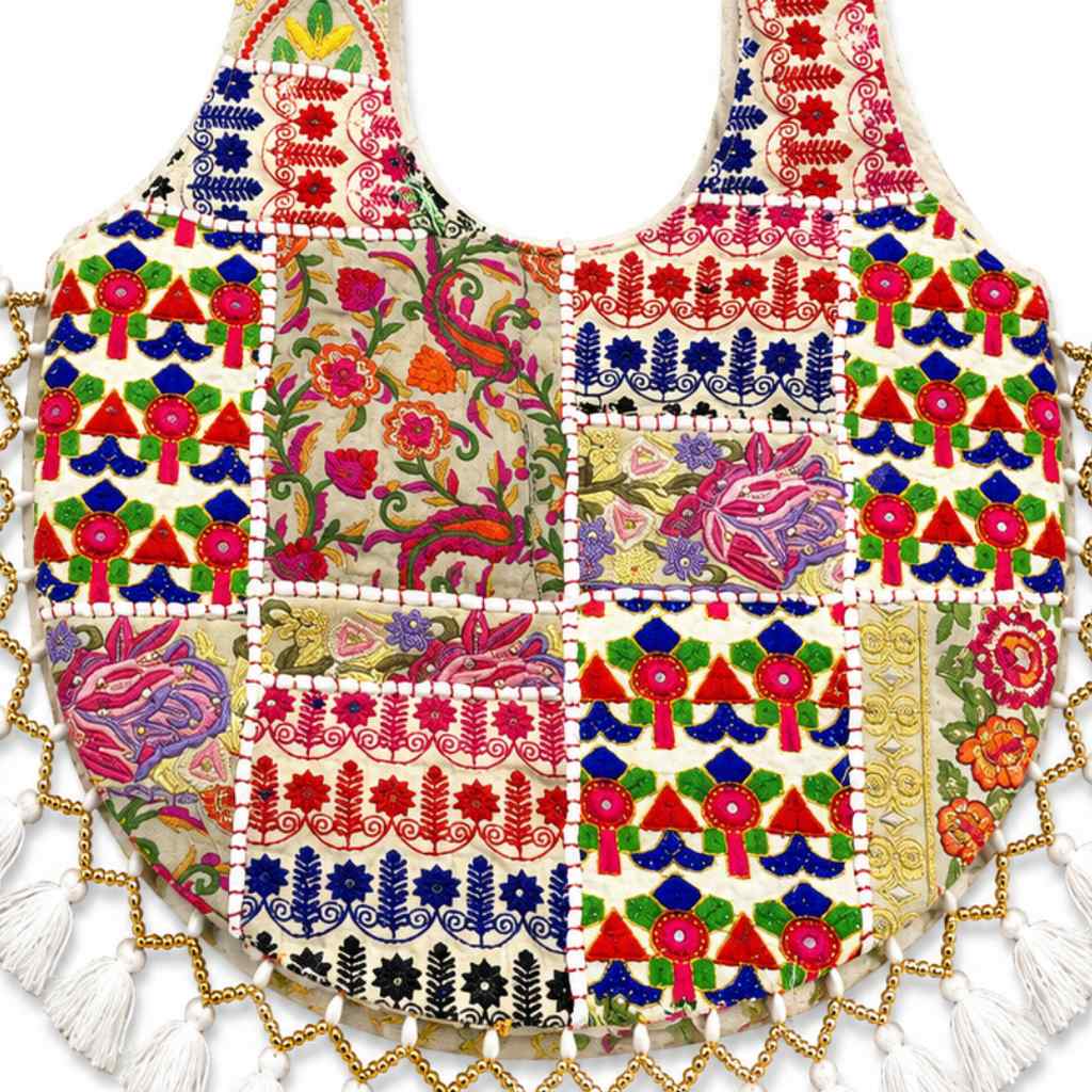 Wanderlust Tassel Embroidered  Tote Bag