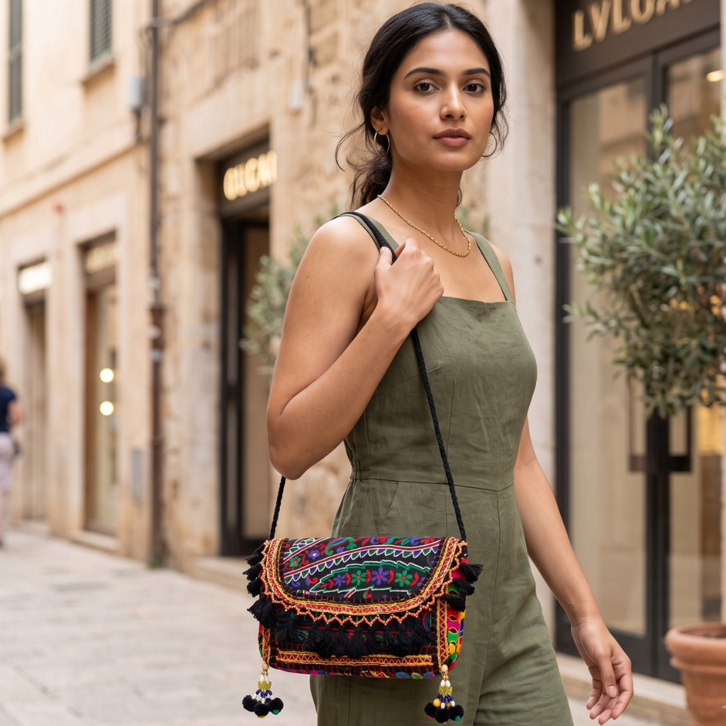 Vibrant Vibes Embroidered Sling Bag for Women