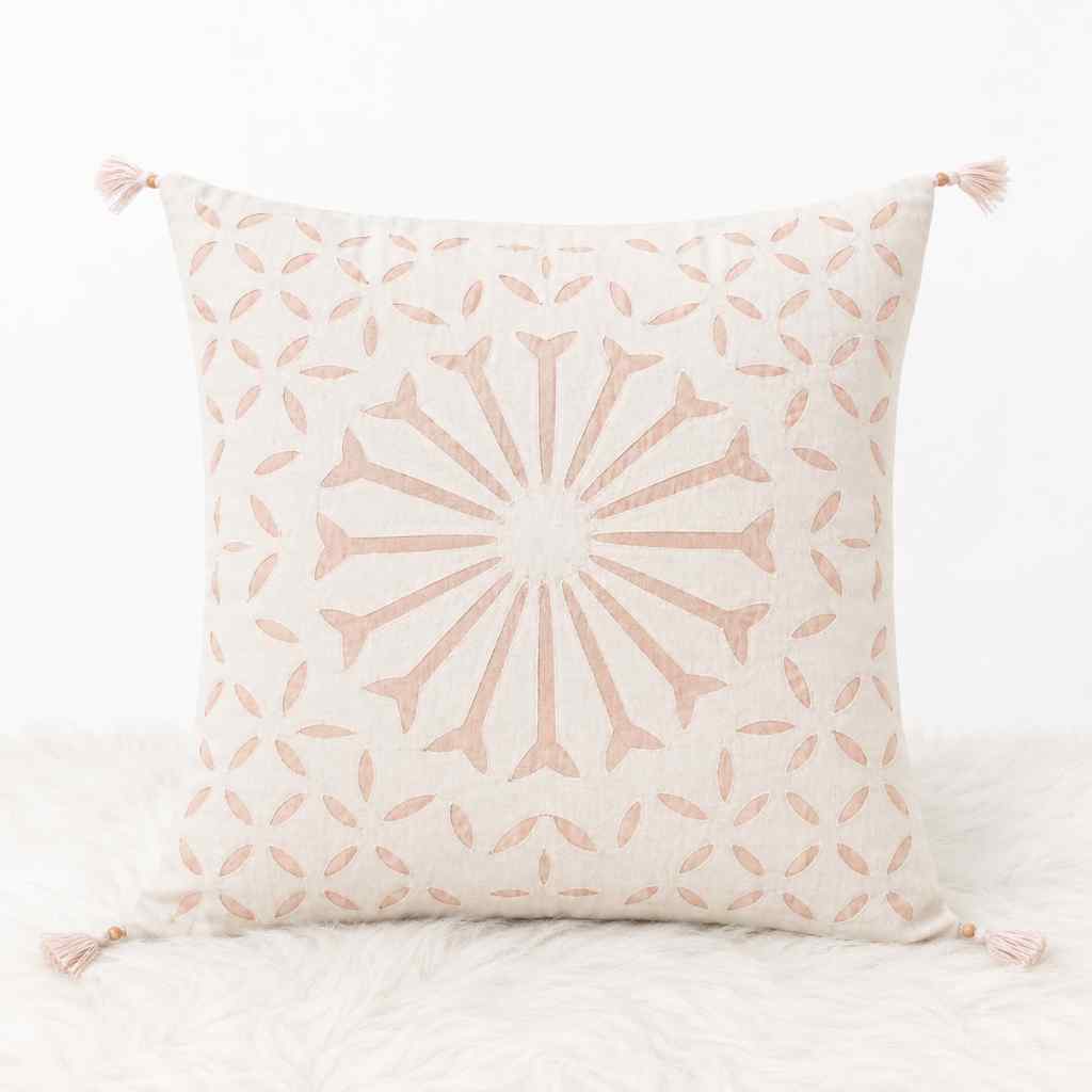 Geometric Applique Cutwork Cushion Cover