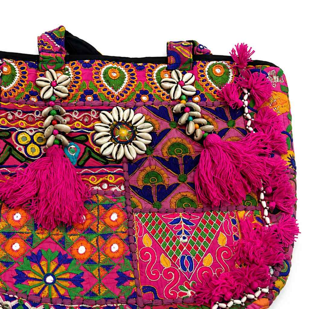 Heritage Embroidered Banjara Tote Bag with Tassels