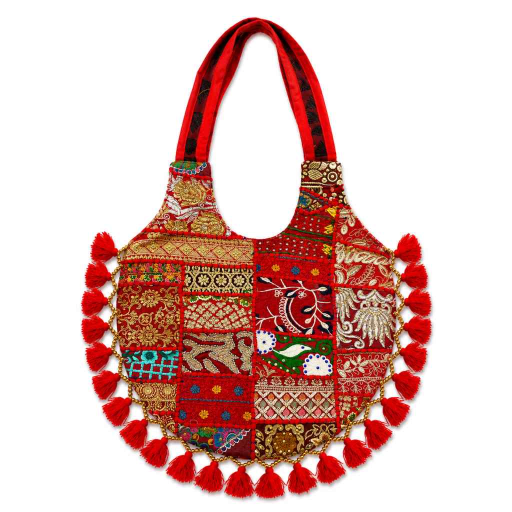 Wanderlust Tassel Embroidered  Tote Bag