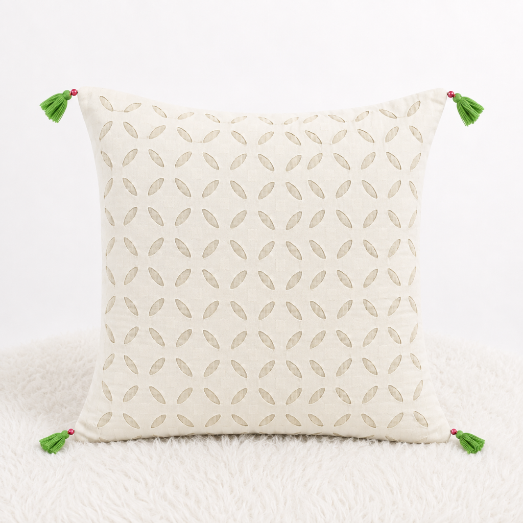 Intricate Applique Cutwork Cushion Cover