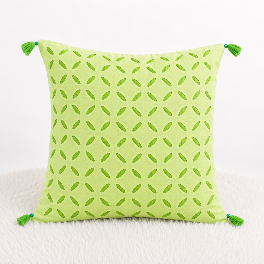Intricate Applique Cutwork Cushion Cover