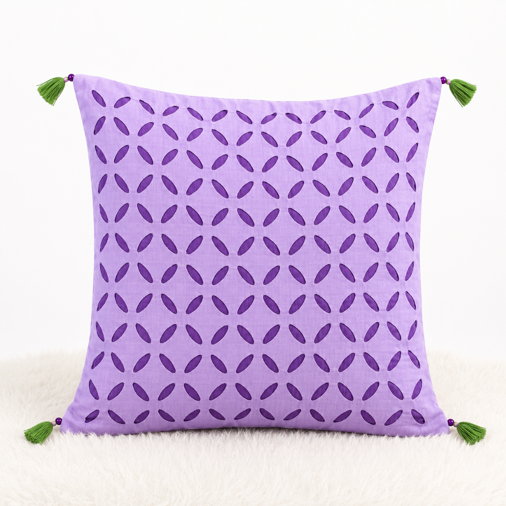 Intricate Applique Cutwork Cushion Cover