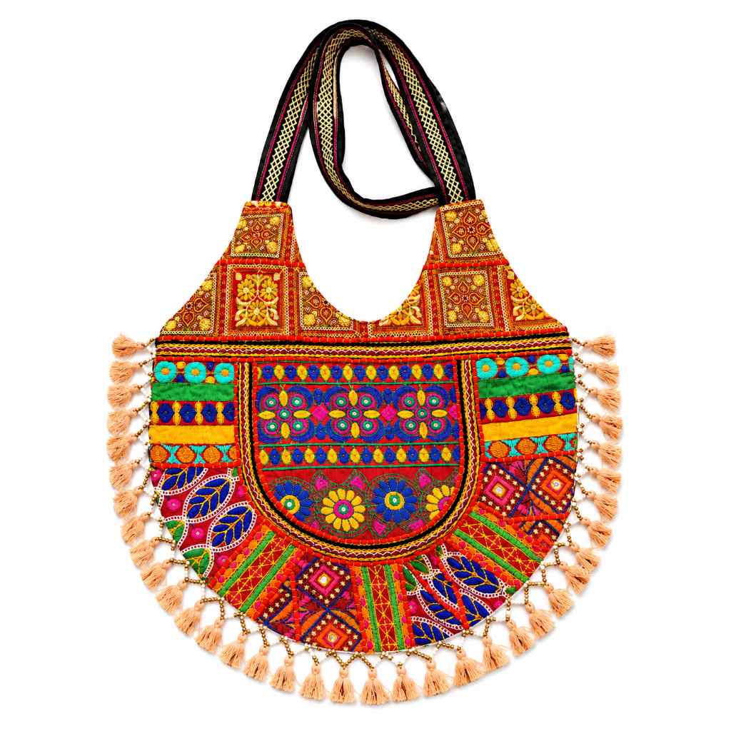Wanderlust Tassel Embroidered  Tote Bag