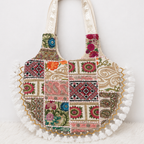 Vintage Noir Tassel Embroidered Tote Bag for Women