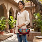 Multicolor Boho Embroidered Sling Purse for Women