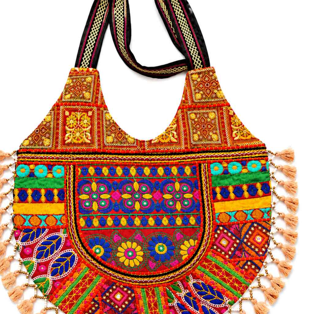 Wanderlust Tassel Embroidered  Tote Bag