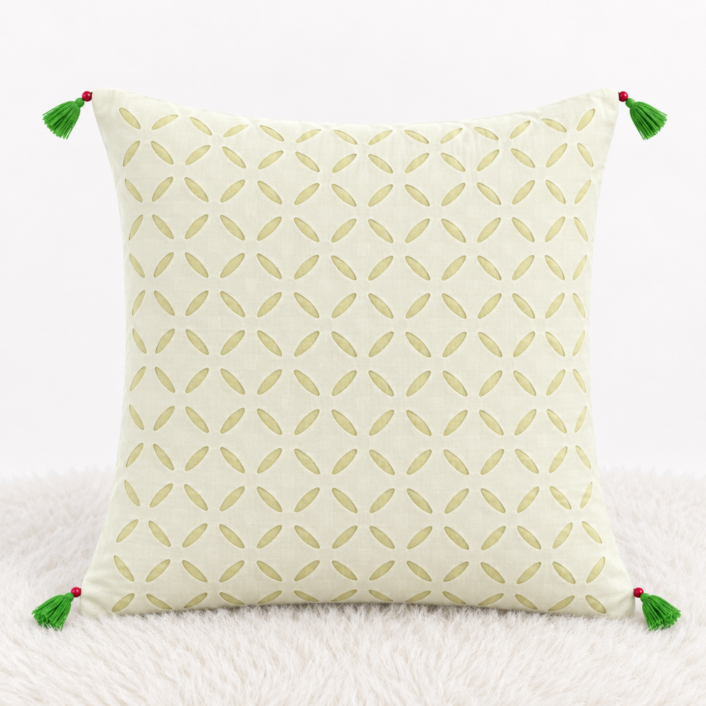 Intricate Applique Cutwork Cushion Cover