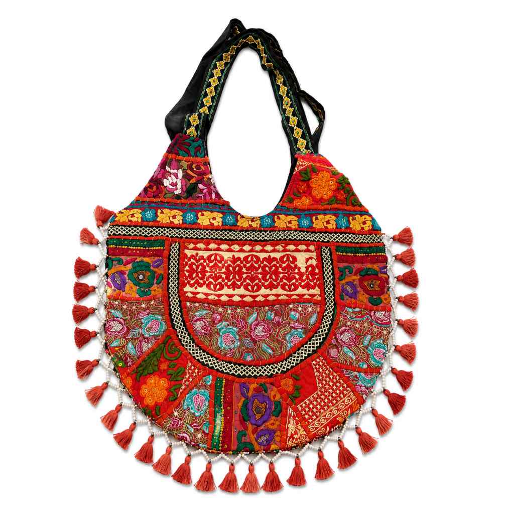 Wanderlust Tassel Embroidered  Tote Bag