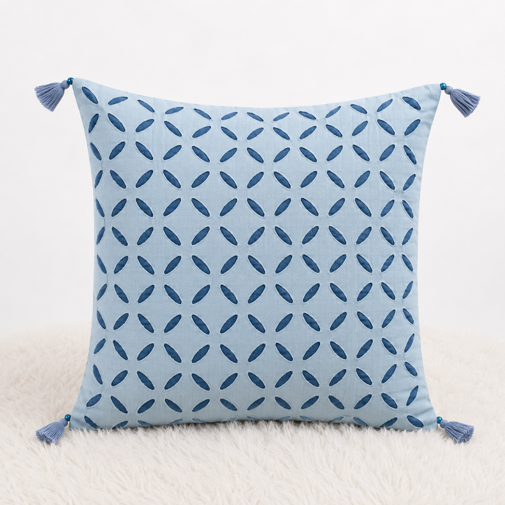 Intricate Applique Cutwork Cushion Cover