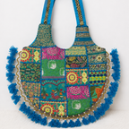 Vintage Noir Tassel Embroidered Tote Bag for Women