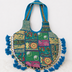 Vintage Noir Tassel Embroidered Tote Bag for Women