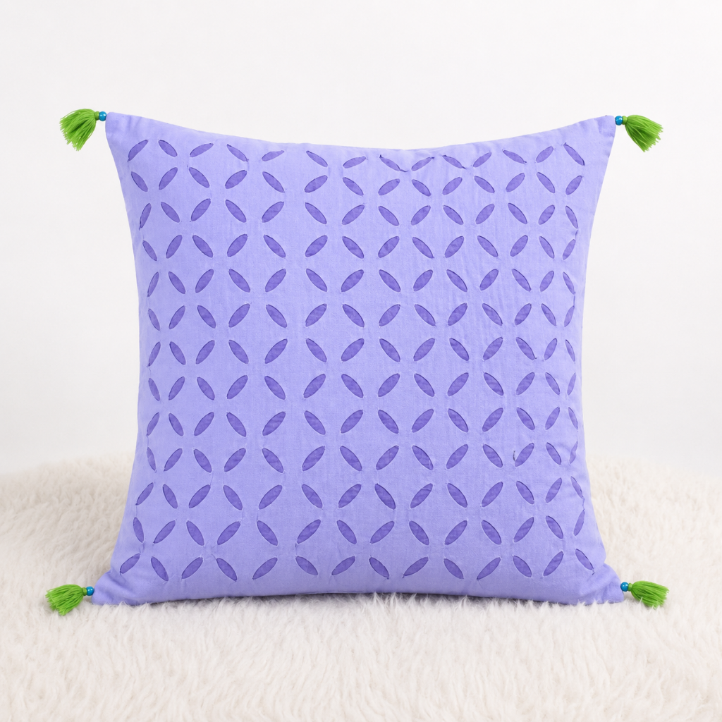Intricate Applique Cutwork Cushion Cover