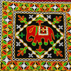 Folk Art Elephant Embroidered Sling Bag