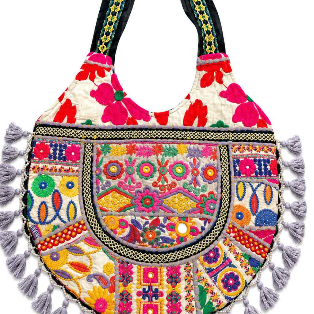 Wanderlust Tassel Embroidered  Tote Bag