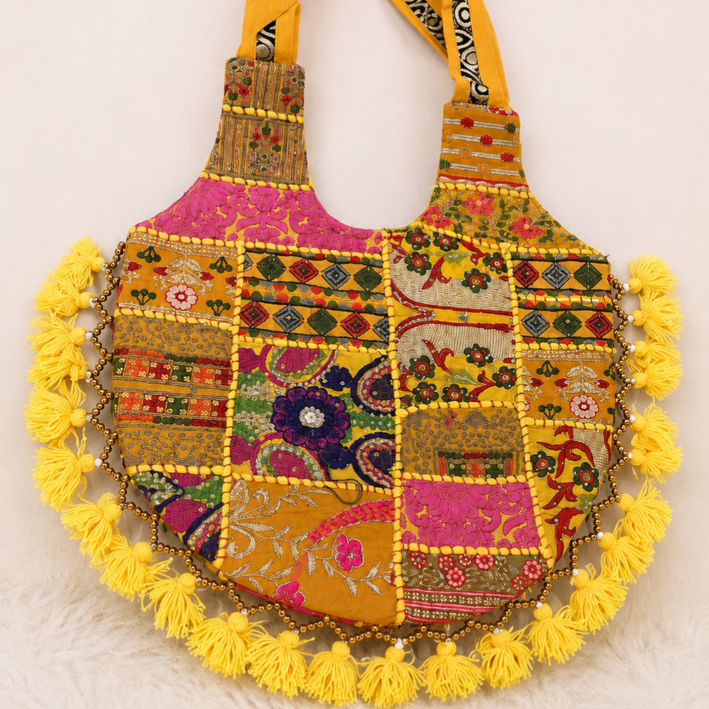 Bohemian Vibes Tassel Embroidered Tote Bag for Women