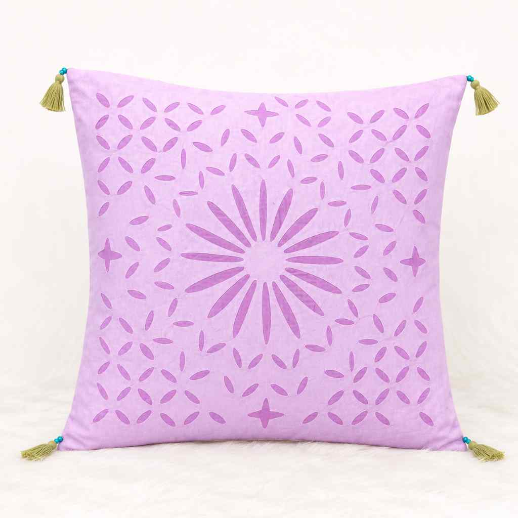 Geometric Applique Cutwork Cushion Cover