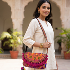 Multicolor Boho Embroidered Sling Purse for Women