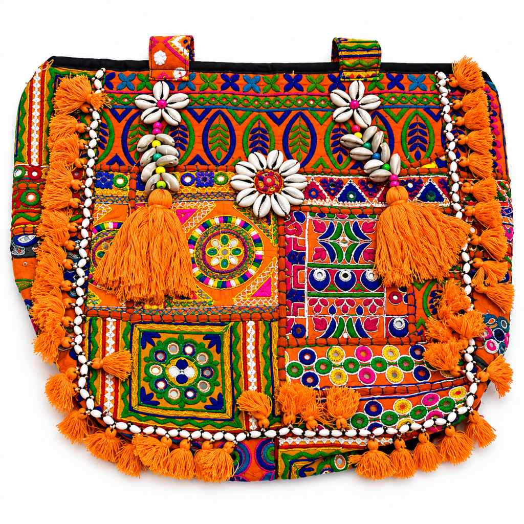 Heritage Embroidered Banjara Tote Bag with Tassels