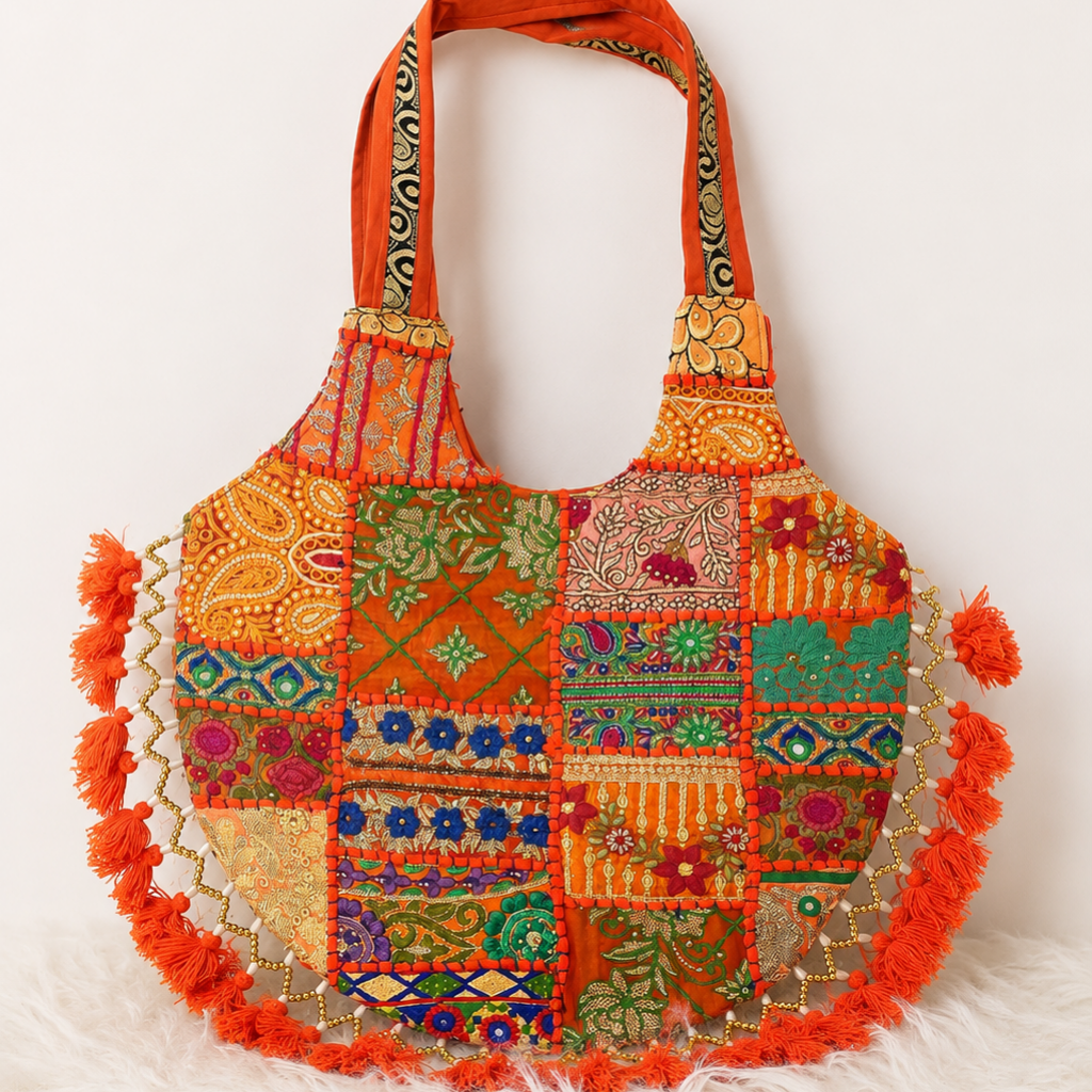 Bohemian Vibes Tassel Embroidered Tote Bag for Women