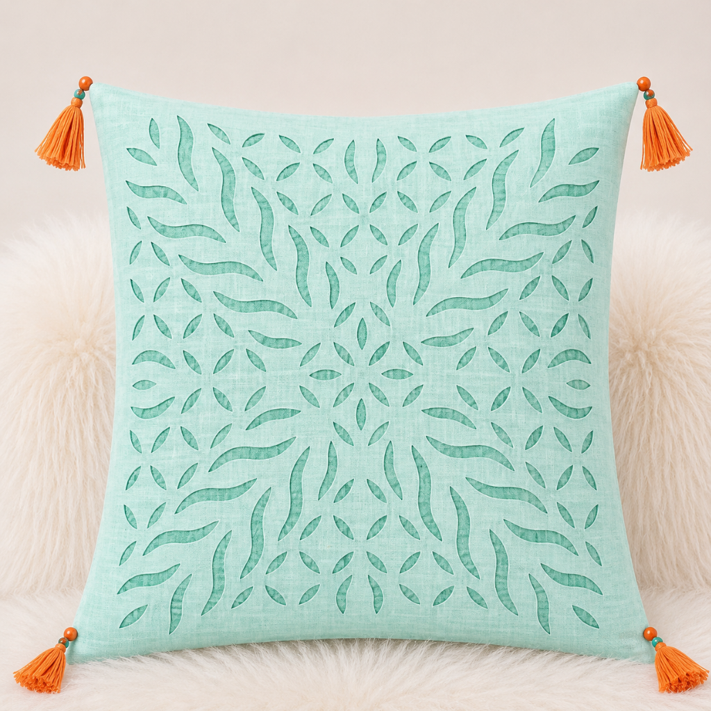 Statement Applique Cutwork Cushion Cover