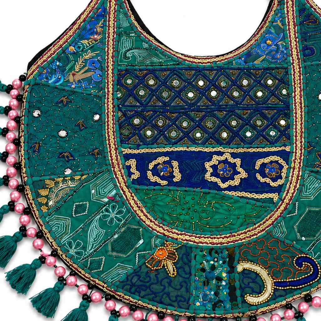 Pastel Weave Zari Embroidered Tote Bag for Women
