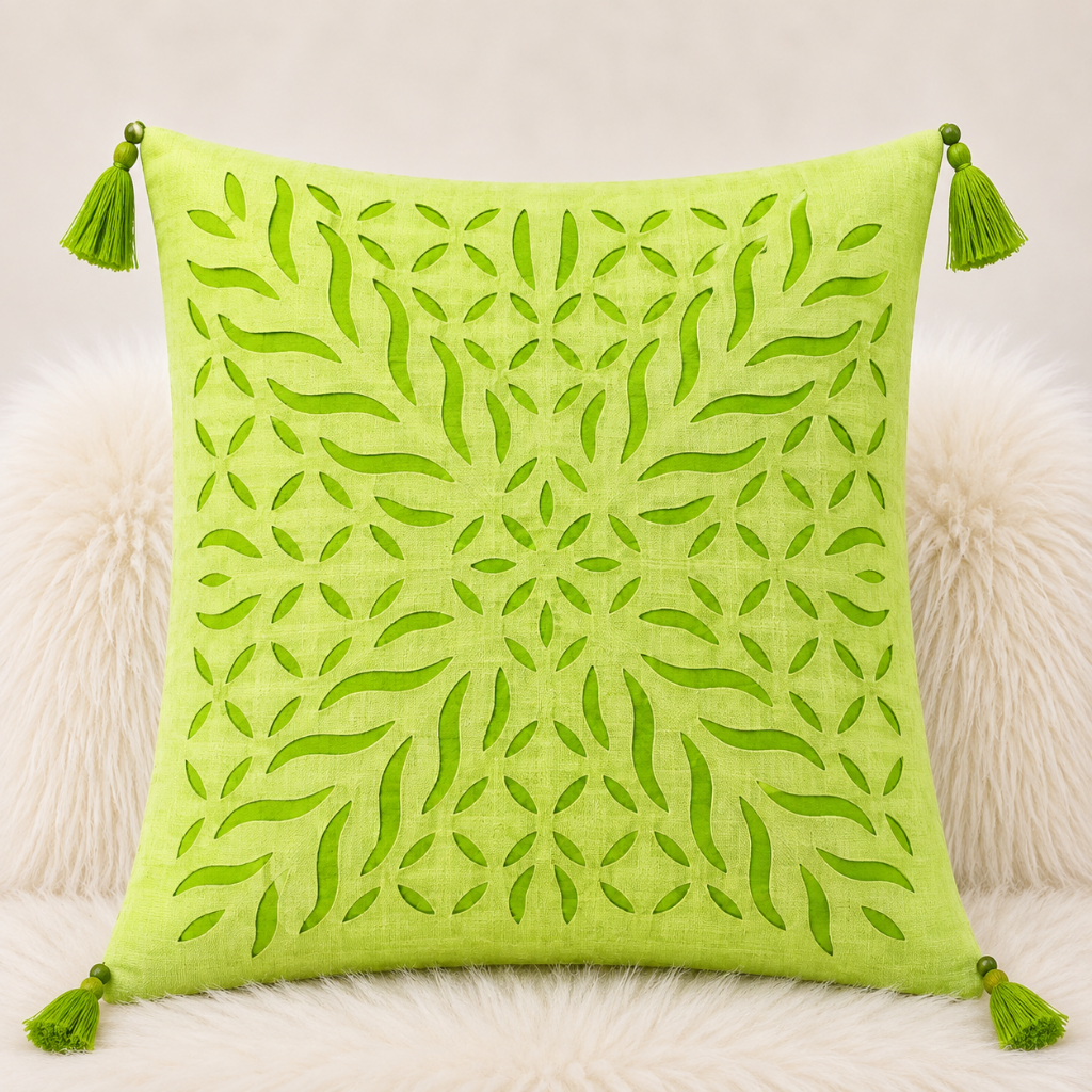 Statement Applique Cutwork Cushion Cover