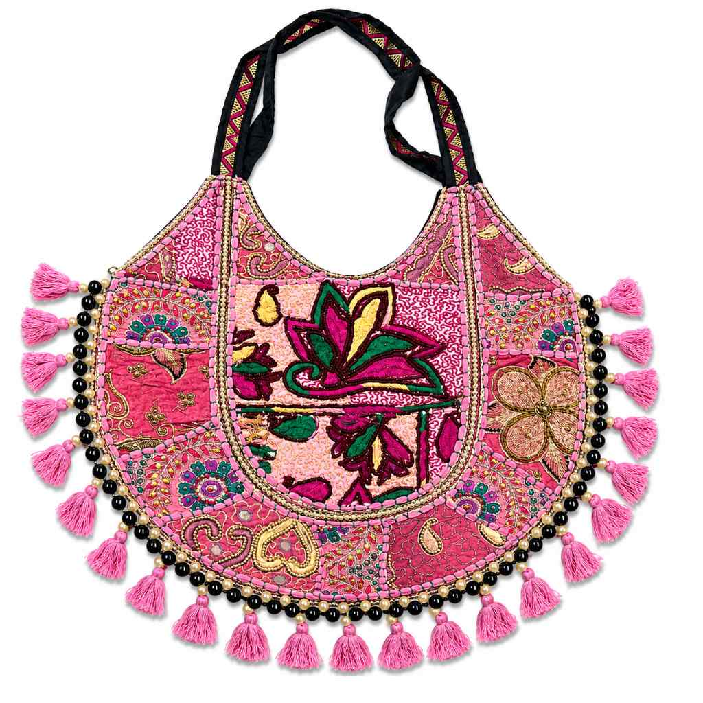 Pastel Weave Zari Embroidered Tote Bag for Women