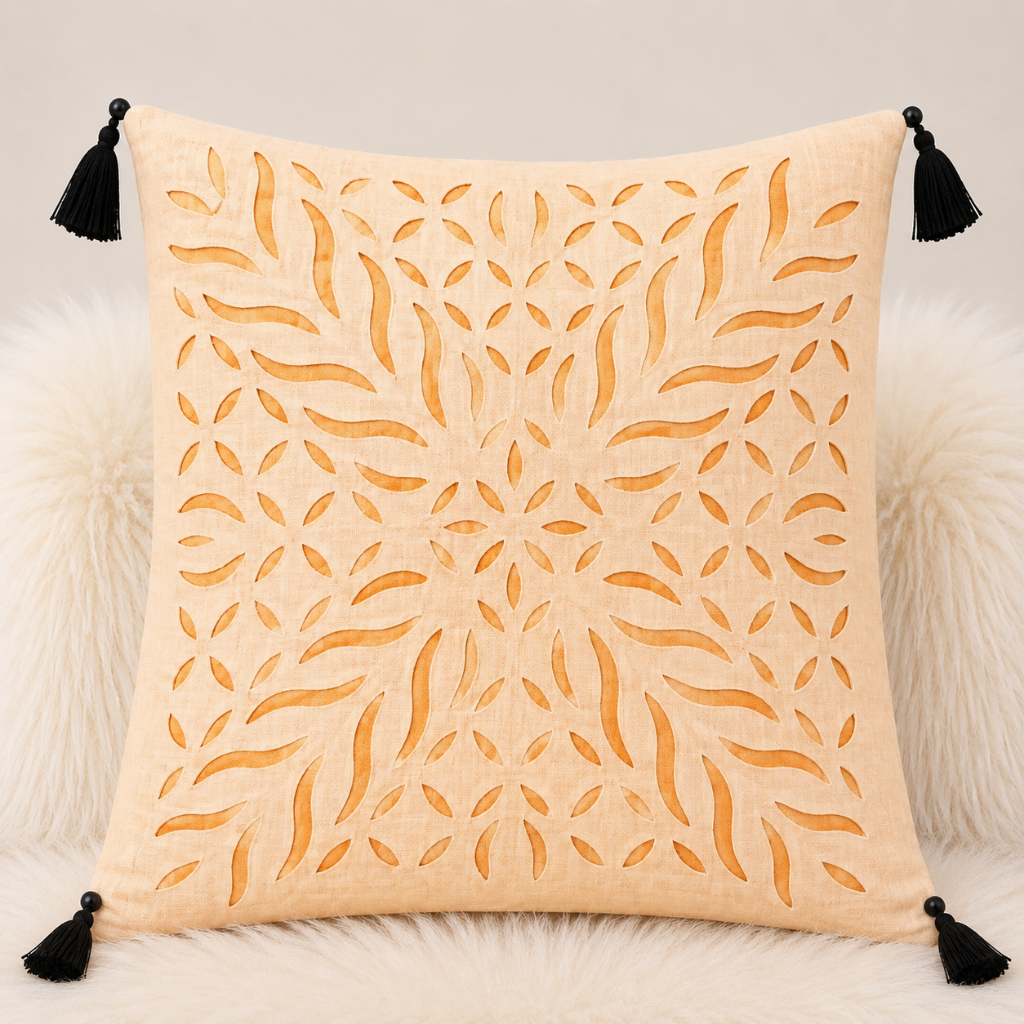 Statement Applique Cutwork Cushion Cover