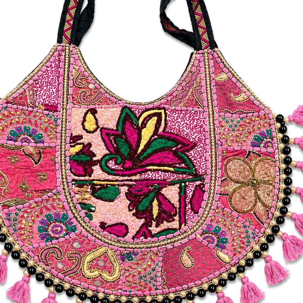Pastel Weave Zari Embroidered Tote Bag for Women