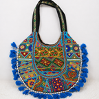 Fusion Hues Boho Tassel Embroidered Tote Bag