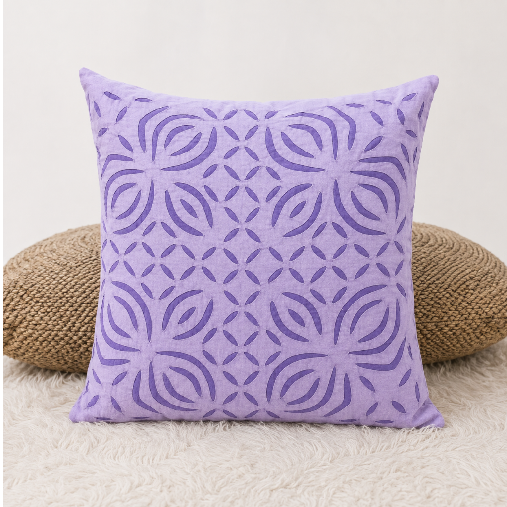 Elegant Applique Cutwork Cushion Cover