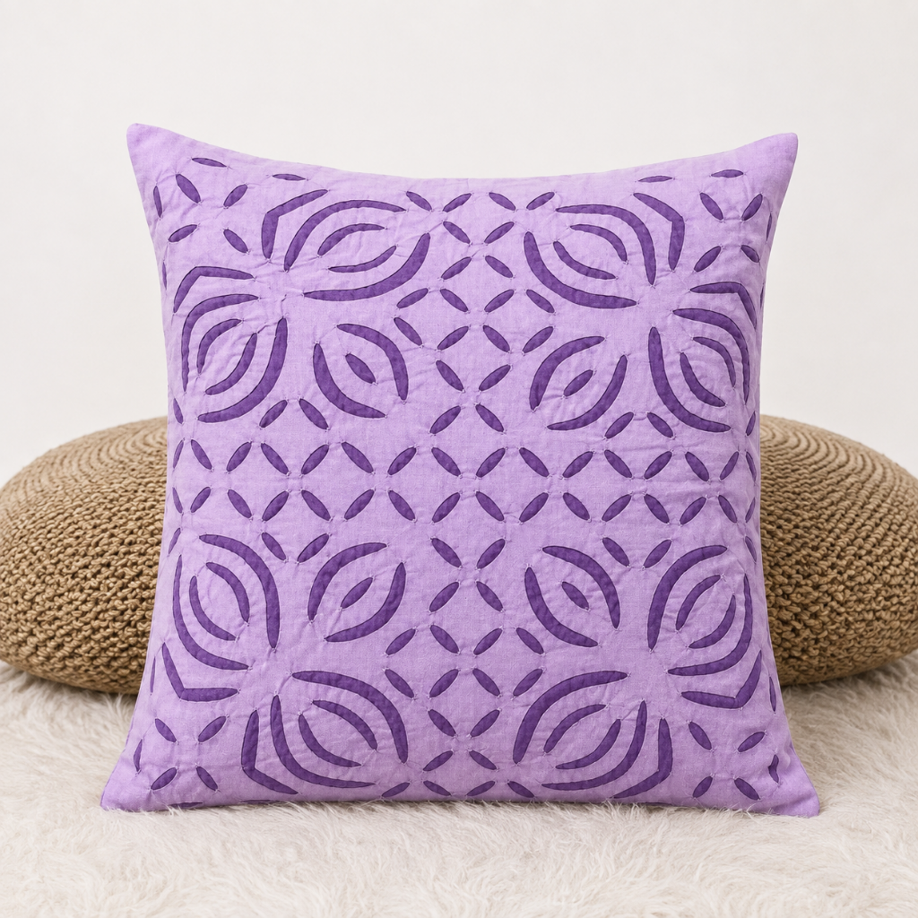 Elegant Applique Cutwork Cushion Cover