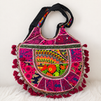 Vintage Noir Tassel Embroidered Tote Bag for Women