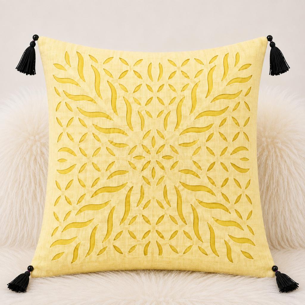 Statement Applique Cutwork Cushion Cover