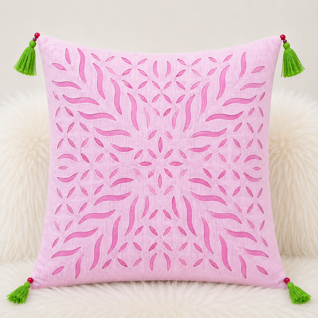 Statement Applique Cutwork Cushion Cover
