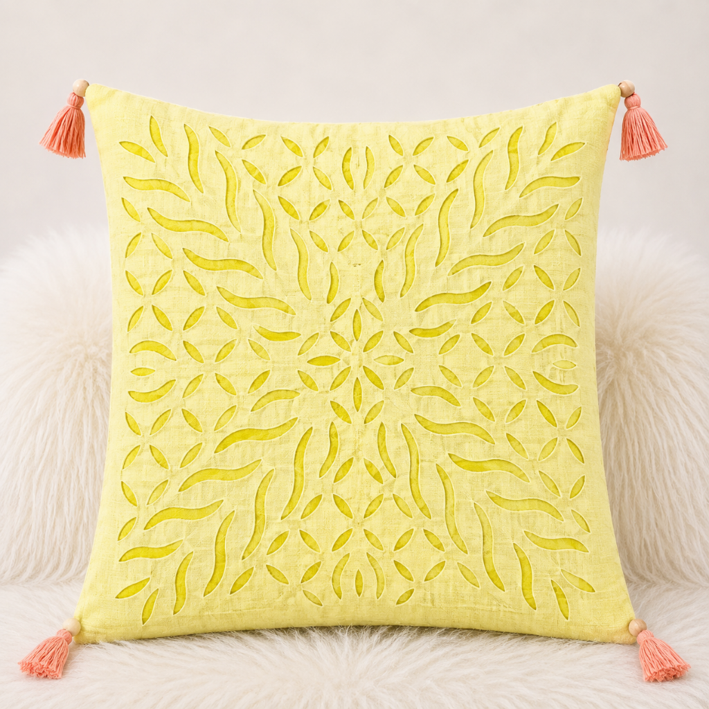 Statement Applique Cutwork Cushion Cover