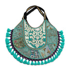 Pastel Weave Zari Embroidered Tote Bag for Women