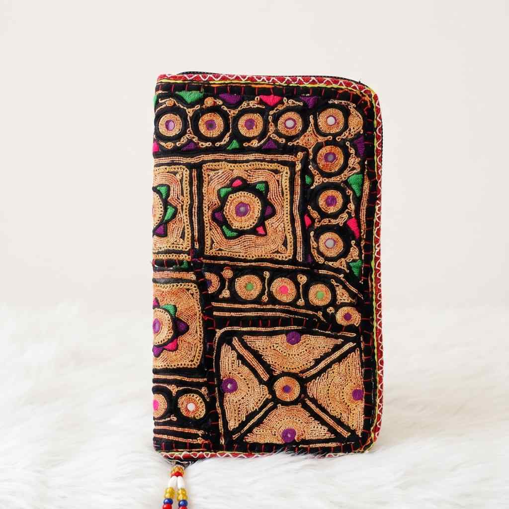 Golden Aura Zari Embroidered Purse for Women