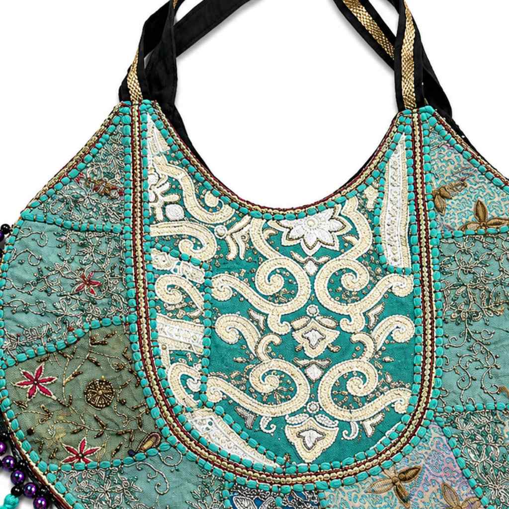 Pastel Weave Zari Embroidered Tote Bag for Women