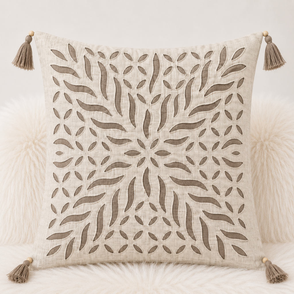 Statement Applique Cutwork Cushion Cover
