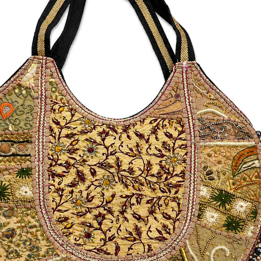 Pastel Weave Zari Embroidered Tote Bag for Women