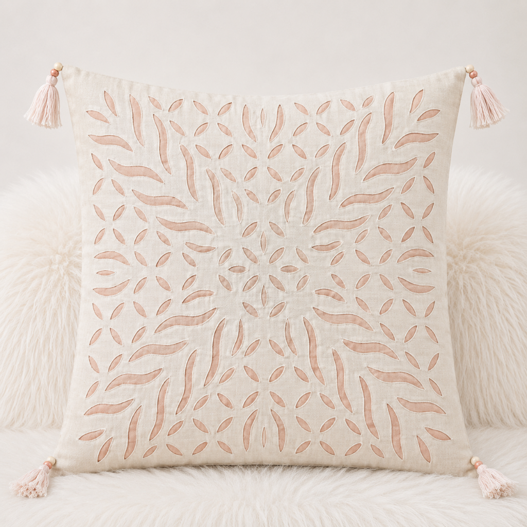 Statement Applique Cutwork Cushion Cover