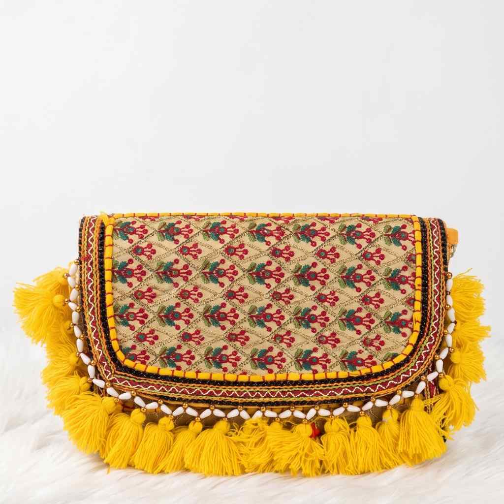 Sunlit Tassel Embroidered Sling Bag for Women