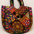 Colorful Bliss Cotton Bag with Detailed Embroidery Work