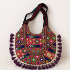 Vintage Noir Tassel Embroidered Tote Bag for Women