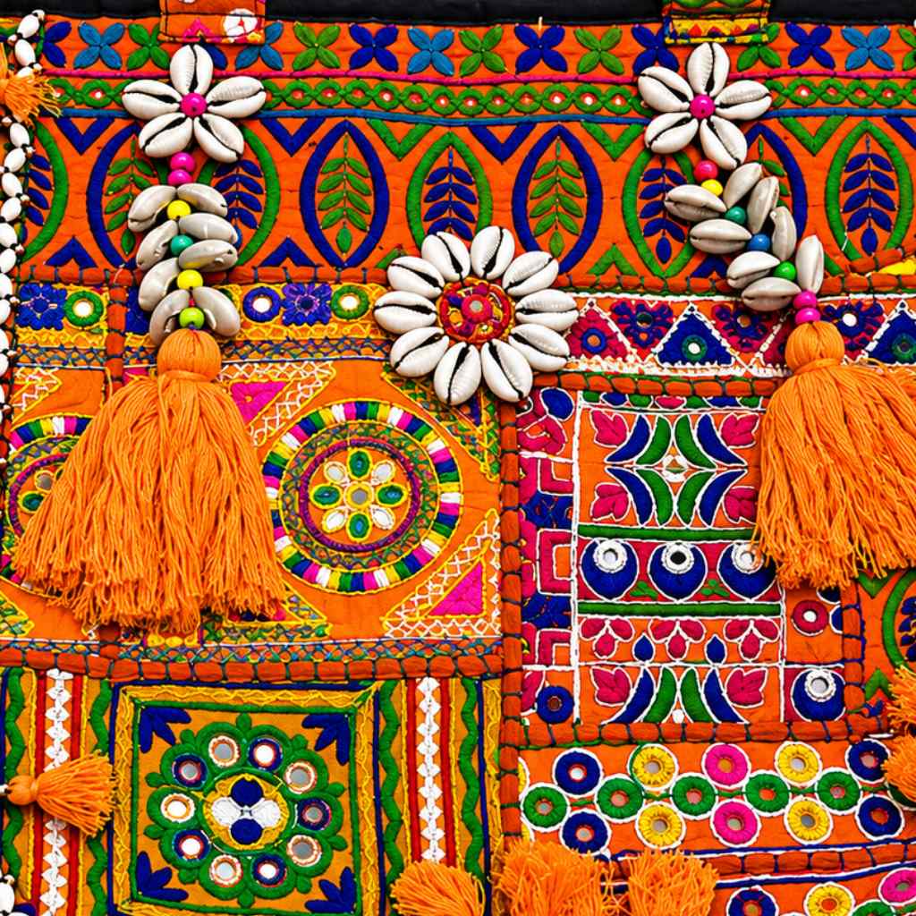 Heritage Embroidered Banjara Tote Bag with Tassels