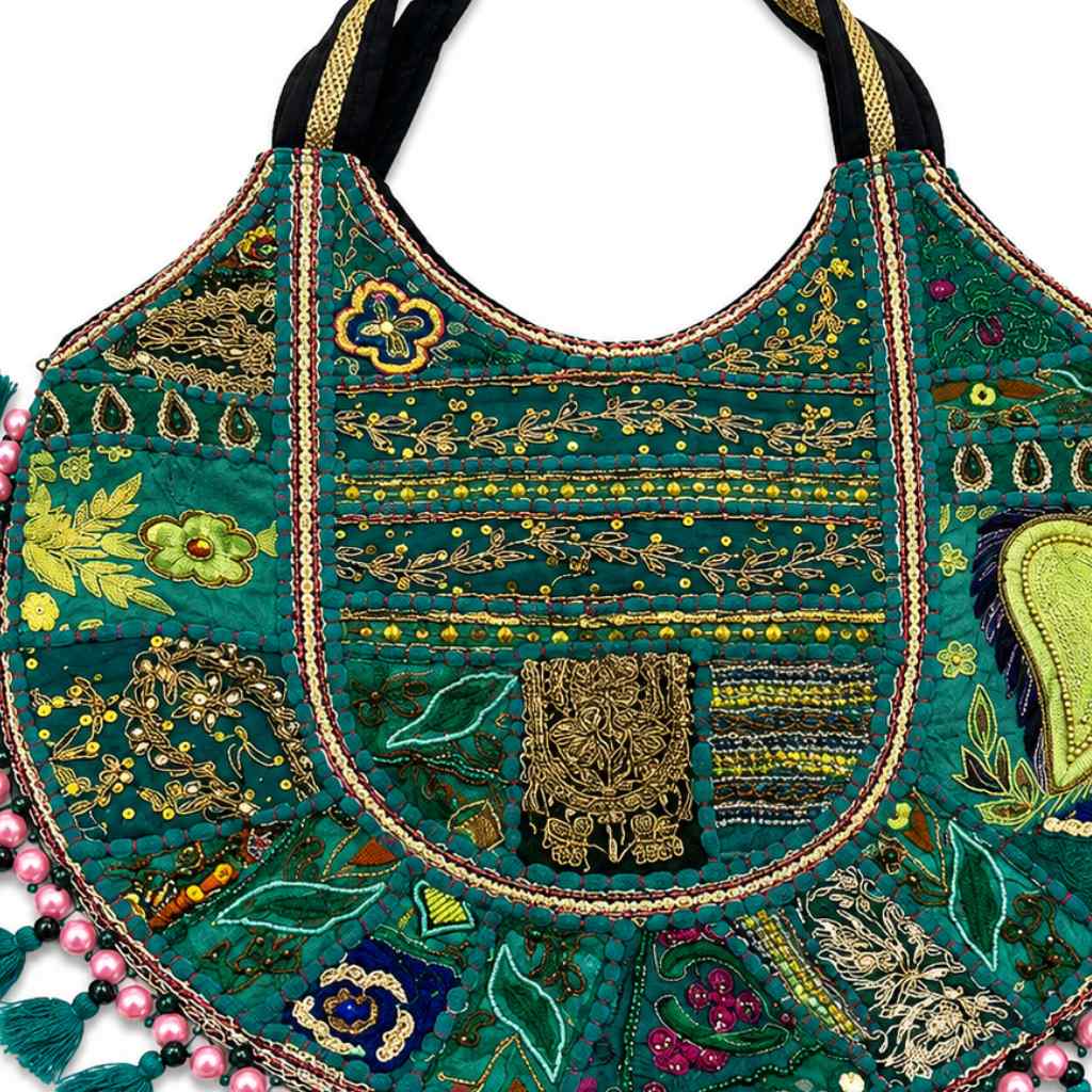 Pastel Weave Zari Embroidered Tote Bag for Women