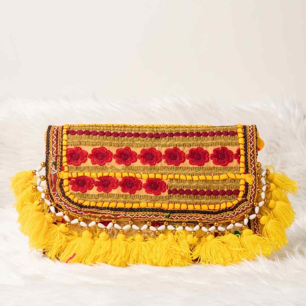 Sunlit Tassel Embroidered Sling Bag for Women
